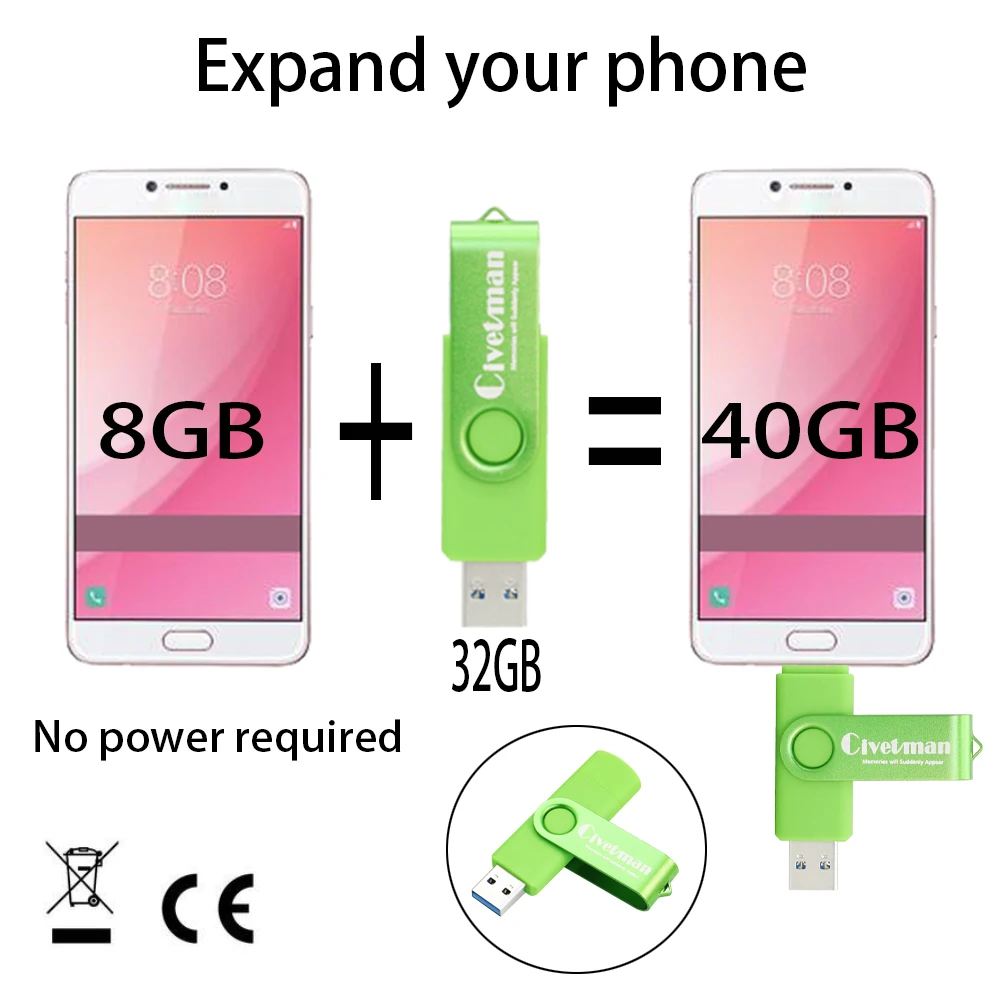 Новый OTG USB флэш накопитель для смартфона планшета ПК 8 ГБ 16 32 64 Гб 128