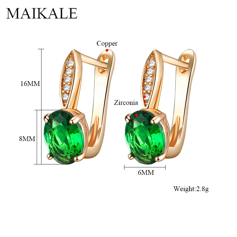 MAIKALE, классические циркониевые серьги-гвоздики, Красочные CZ Кристалл, золото; серебро; Сережки для женщин, вечерние ювелирные изделия, модные аксессуары, подарок