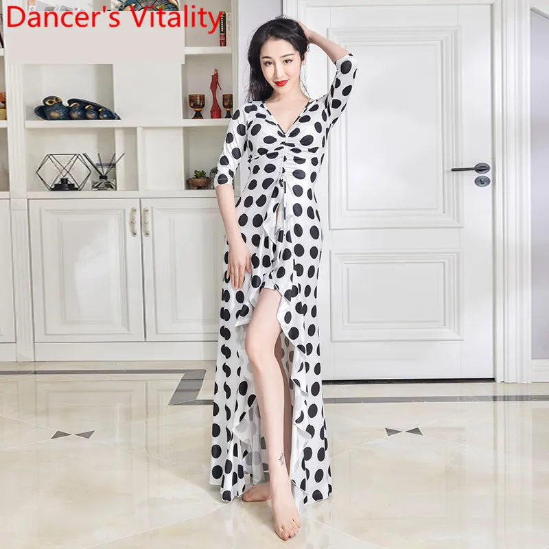 Одежда для танца живота романтическое длинное платье в горошек комплект одежды