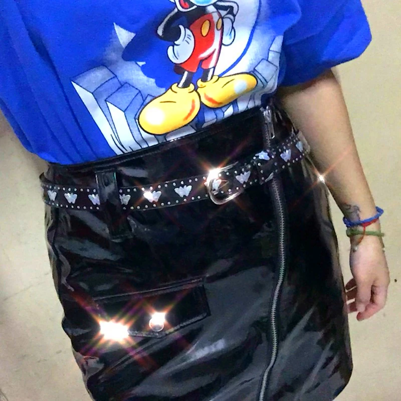 90s Bling Unif Стиль Сладкий пояс для женщин Винтаж Thunderbolt разноцветные лазерная бабочка прозрачный желе эстетический Tumblr ремень