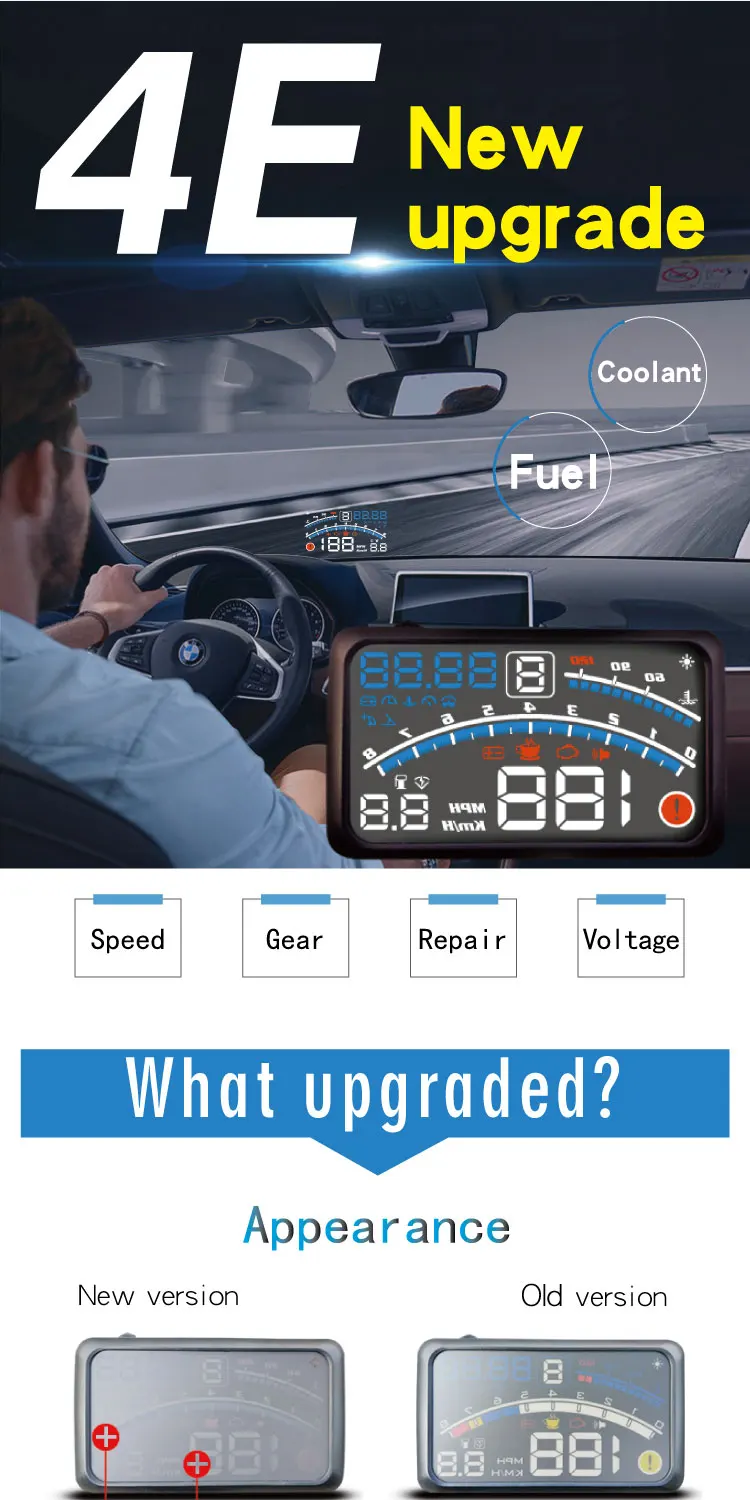 4E 5," автомобиль OBD2 II EUOBD HUD Дисплей превышение скорости Предупреждение Системы проектор лобовое стекло авто электронный автомобильный