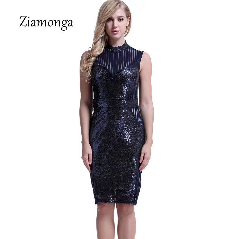 Blue Ziamonga, летнее облегающее сексуальное платье-карандаш для женщин, с открытой спиной, с блестками, для офиса, вечерние, тонкий халат, миди платье Элегантная одежда, платья - Цвет: Blue