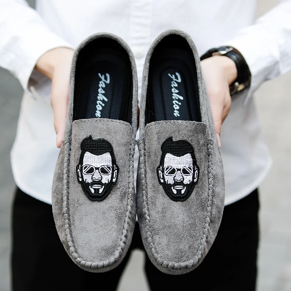 YCXFLYER Men Shoes Fashion Print Casual Comfy Slip On Loafers Rubber Sole Male Driving Boat Peas | Обувь