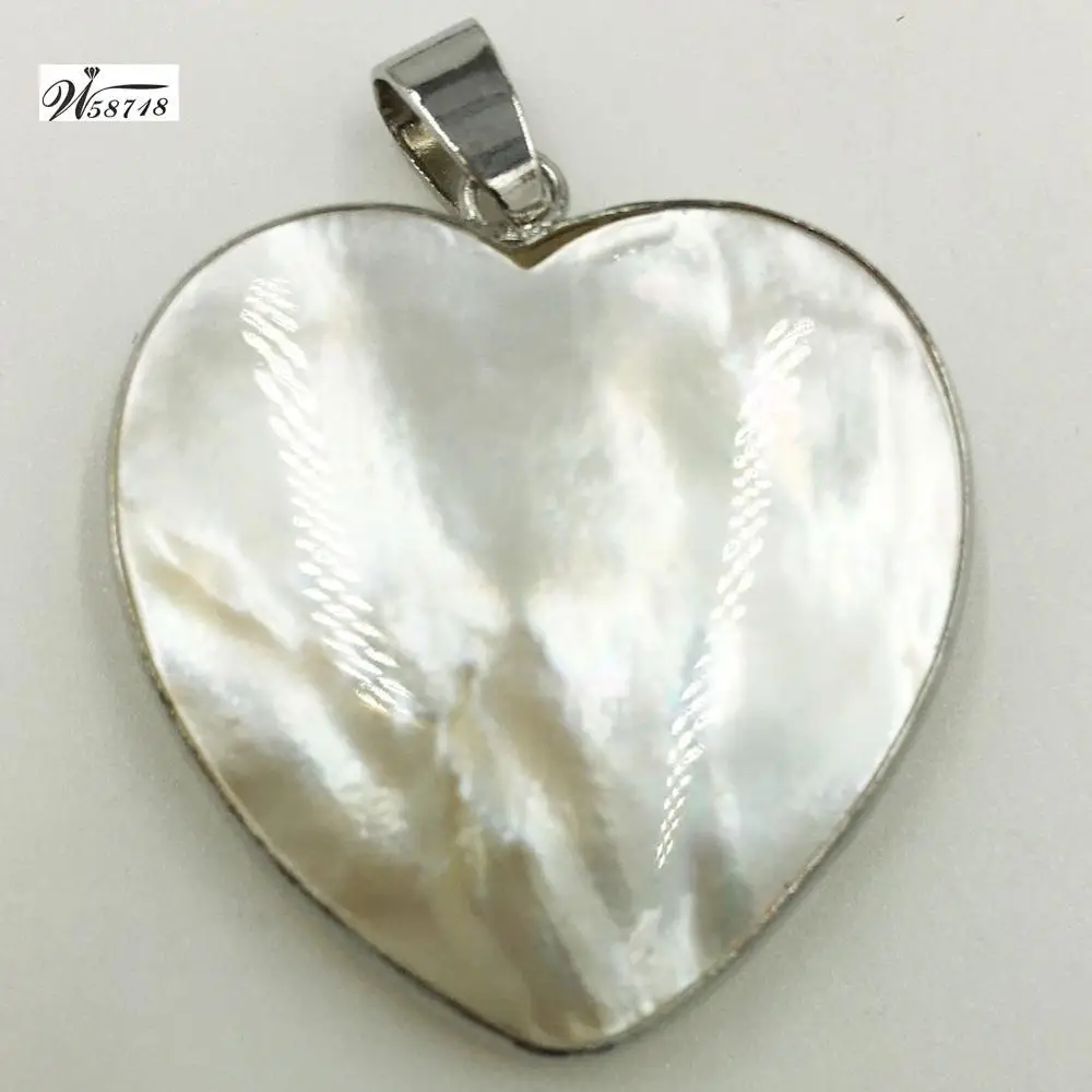 Heart C7669 Новая Зеландия Абалон перламутр раковина овальное сердце круглая бабочка черепаха Иисус женский кулон шарик 1 шт WFH628 - Окраска металла: Heart C7669
