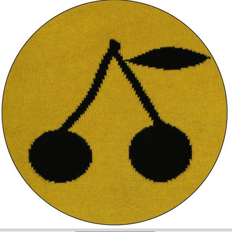 Свитера с рисунком вишни для девочек на осень и зиму свитер желтого черного цвета