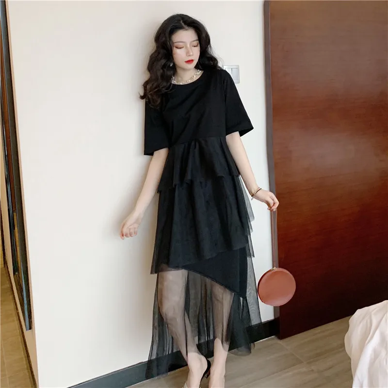 Женское пляжное платье туника Элегантное повседневное летнее с круглым вырезом