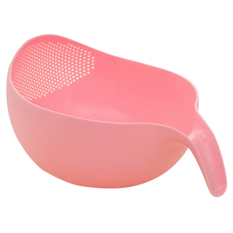 Pink Прочный фильтр для мытья риса, ситечко, кухонный инструмент, бобы, Горох, сито, корзина, дуршлаги, чистящий гаджет, фильтрация с ручкой Newe - Цвет: Pink