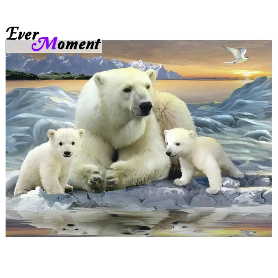 Алмазная живопись с белым медведем на льду полная выкладка украшение для дома