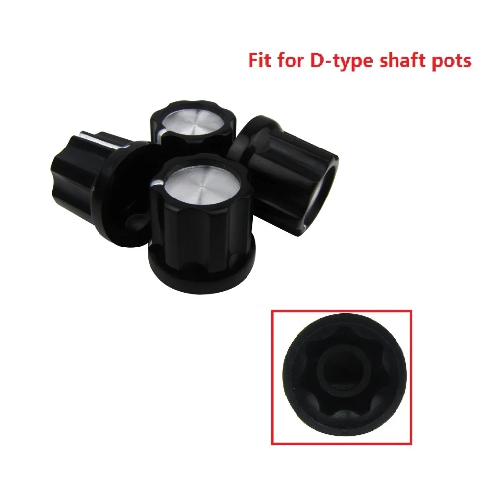 4 шт. ручки для басов и гитары d образный вал потенциометр черные колпачки с
