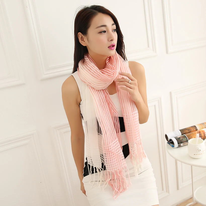 Однотонный шарф женский весенний кашемировый клетчатый Новый камвольный шелк