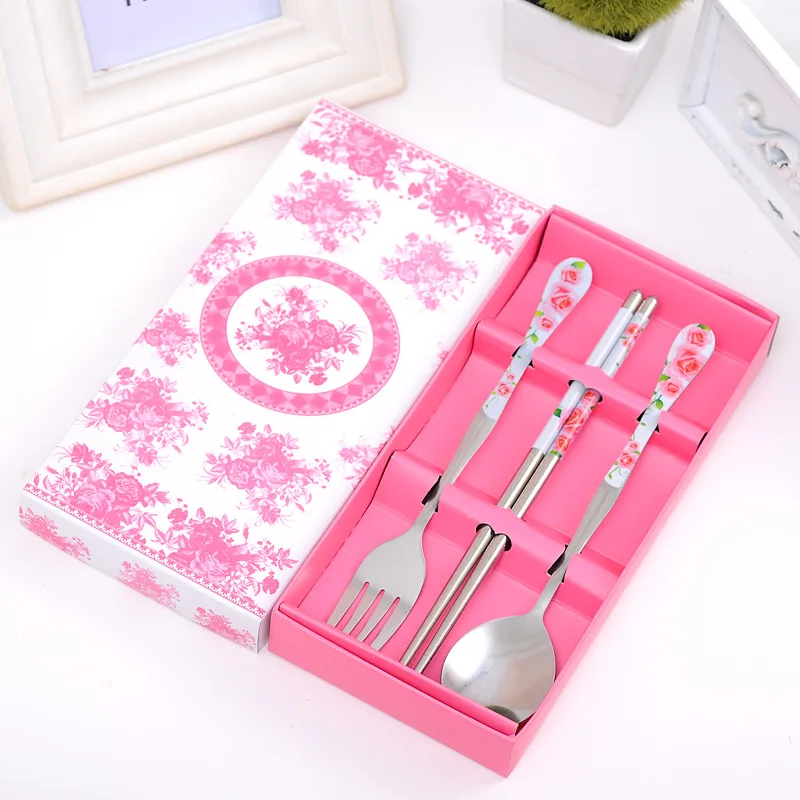 Joyclad Chinese Element Scoop Fork Set Blue and White Porcelain Pattern Kitchen Dinnerware with Business Gift Box | Дом и сад