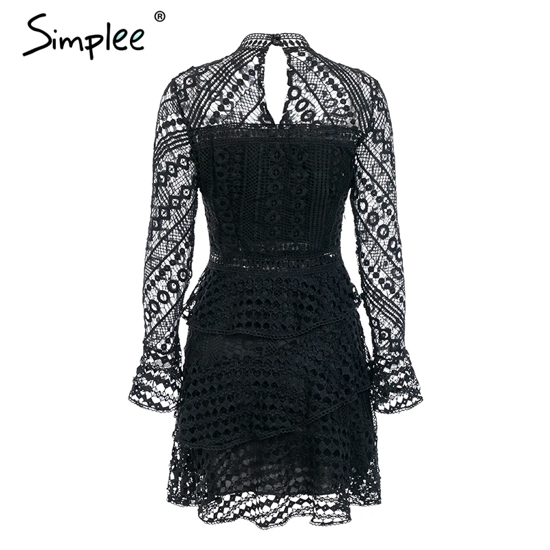 Женское осенне зимнее женское платье Simplee с круглым вырезом кружевное элегантное