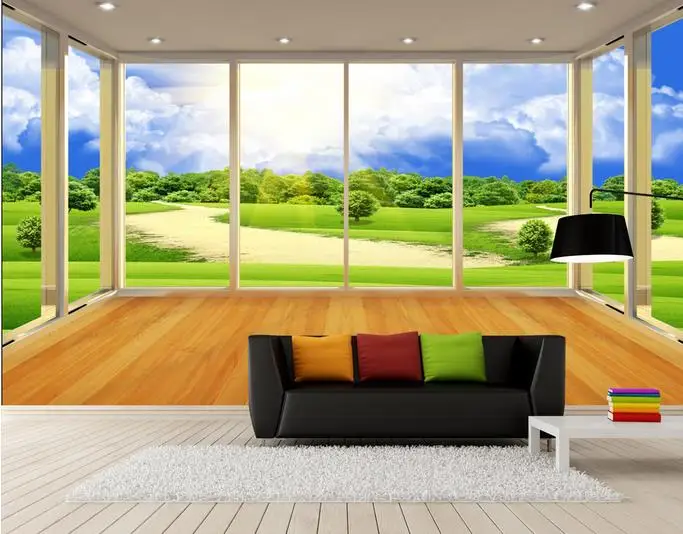 

Custom 3D wallpaper for walls 3 d wall murals country grassland scenery TV setting wall balcony window wallpaper for living room