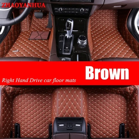 ZHAOYANHUA правый руль автомобиля коврики чехол для Toyota Camry Corolla RAV4 Mark X Crown FJ Cruiser кожа Противоскользящий автомобиль - Название цвета: Brown