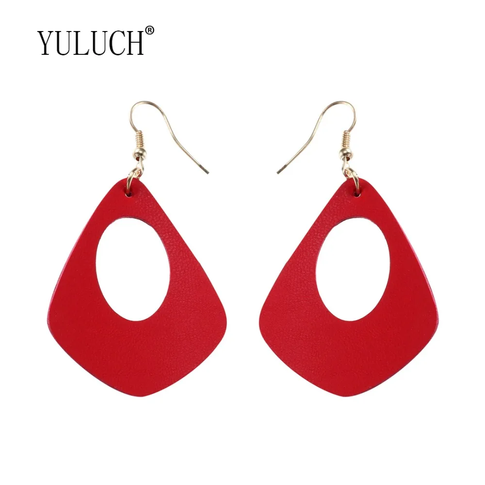 YULUCH Novelty Leather Cutout Pendant Earrings For Women Simple Personality PU Girl Party Accessories Fashion | Украшения и