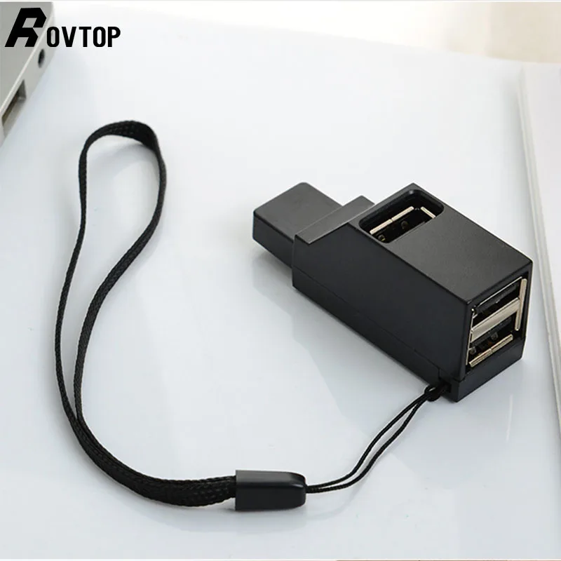 Rovtop Mini USB 3,0/2,0 концентратор 3 порта Портативный usb-хаб 480 Мбит/с высокоскоростной тонкий хаб USB разветвитель черный для использования в ноутбуке