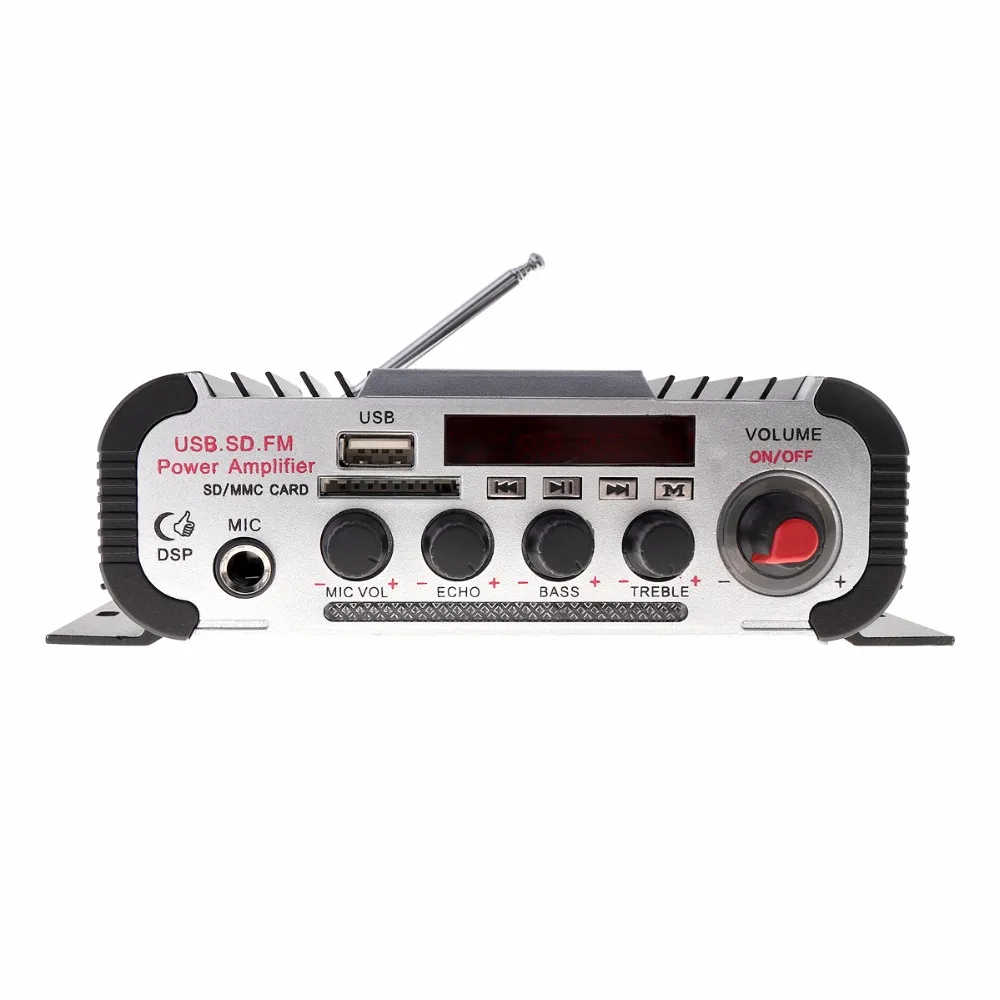 HY 600 DC 12V 2CH Hi Fi автомобильный аудио усилитель мощности fm радио USD MP3 стерео цифровой