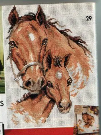 

Fishxx Cross-Stitch D135animal[horse mother and son]Porch is decorated printing,100% accurate pattern,11CT,