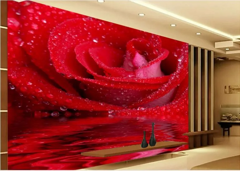 Пользовательские большие фрески 3D высокой четкости воды в розовом ТВ Фон нетканые обои papel де parede