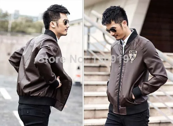 NWT Men's Punk Bomber Biker Motorcycle Slim Fit Faux PU Leather Jacket Blazer Black Coffee Size M L XL XXL MN608&amp006 | Мужская