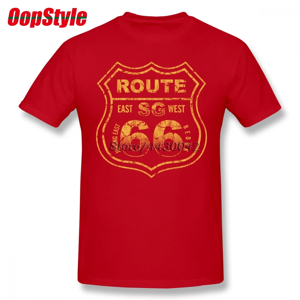 Красный Route 66 мать дорога футболка для мужчин плюс размеры хлопок Футболка команды 4XL 5XL 6XL Camiseta - Цвет: Красный