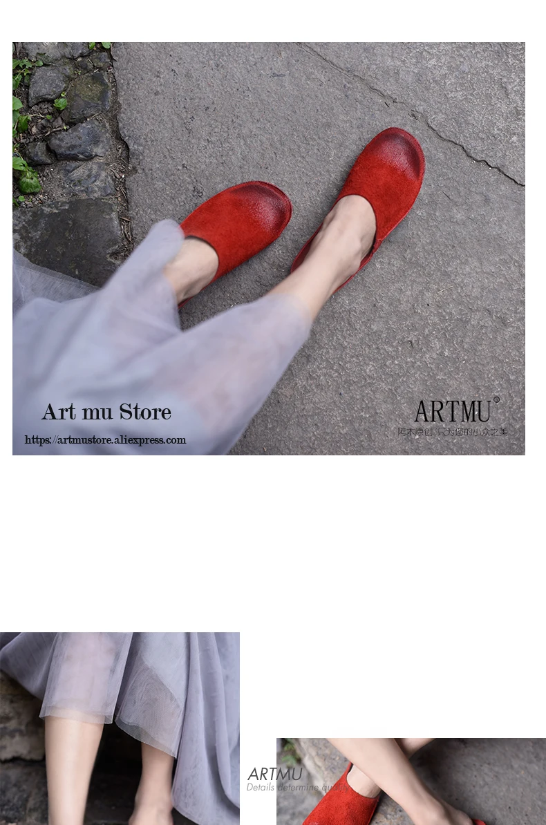 Artmu/оригинальные женские шлепанцы из натуральной кожи с мягкой подошвой; уличная одежда; шлепанцы ручной работы в стиле ретро; удобные сандалии на плоской подошве; 1802-1J