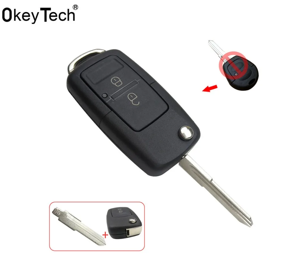 OkeyTech 2 кнопки модифицированный складной флип-чехол для ключей автомобиля Брелок оболочка для Volkswagen Golf Chery QQ3 QQ6