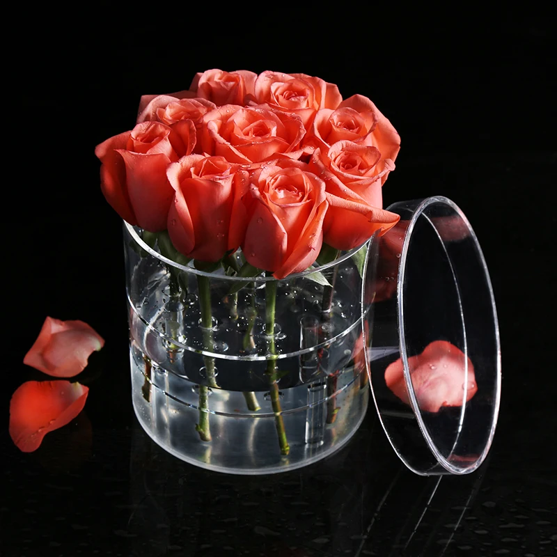 AF Круглый прозрачный акриловый розы Box Макияж Организатор люкс ручной работы