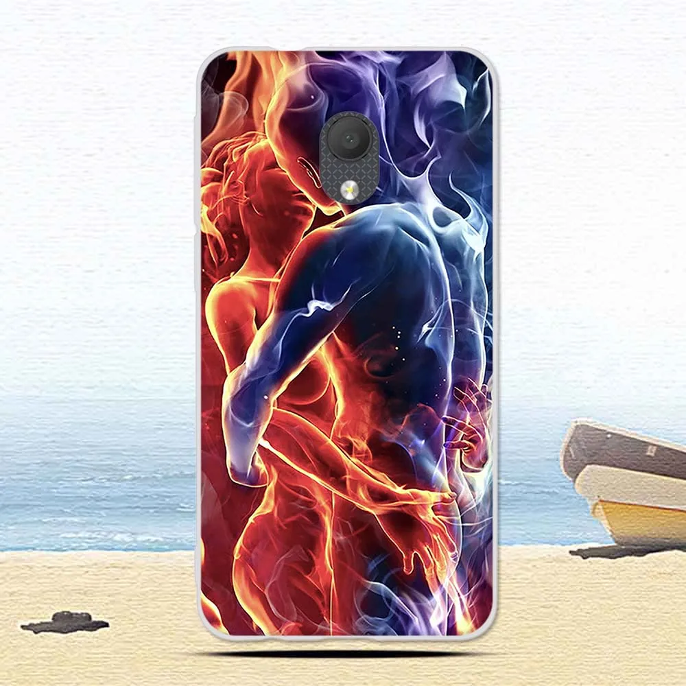 ТПУ чехол для Alcatel 1C 5003D Мягкая силиконовая задняя крышка для AlcatelC цветы Кот цветной узор защитный чехол для телефона s