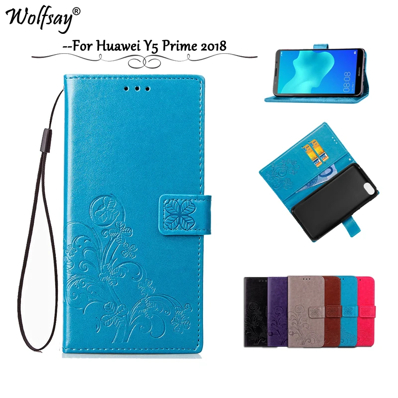 Wolfsay чехол huawei Y5 2018 кожаный чехол-книжка с функцией кошелька для Крышка Prime