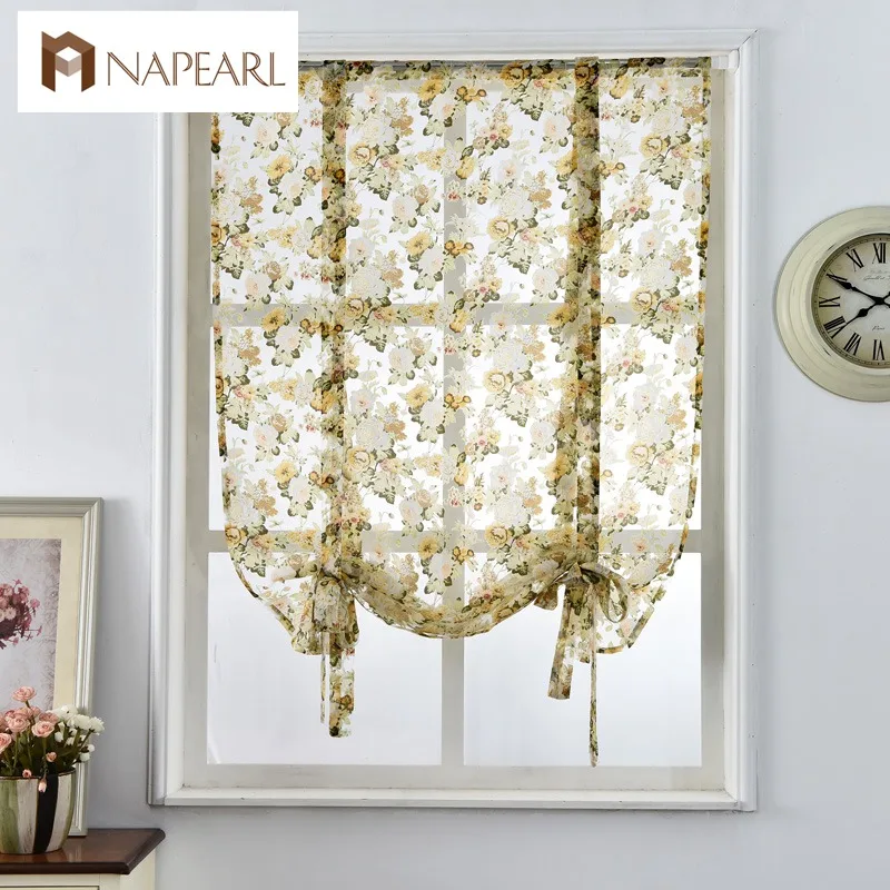 NAPEARL римские занавески кафе стиль короткая прозрачная Тюлевая ткань Панель