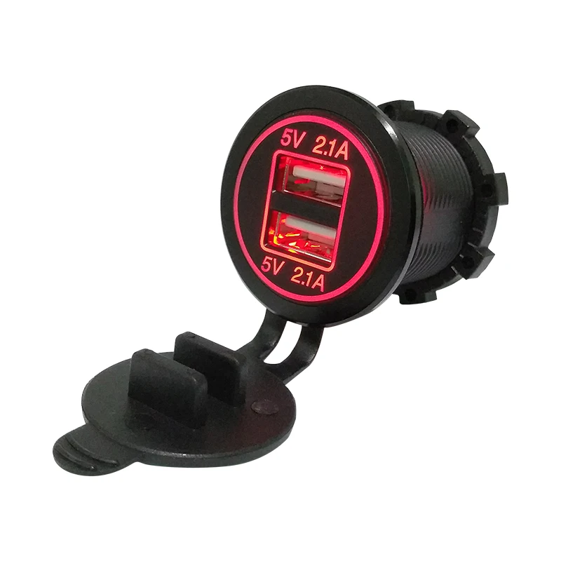 red A+++ качество 12-24 в USB зарядное устройство для мотоцикла Авто ATV Лодка светодиодный светильник для автомобиля 4.2A двойной USB разъем зарядное устройство розетка адаптер питания - Название цвета: red