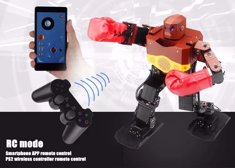 H3S 16DOF Boksen robot алюминиевый каркас ondersteuning visuele программируемый интерфейс пульт ДУ