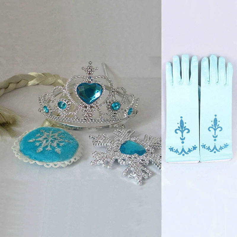 4 шт. платье принцессы Анны и Эльзы парик с короной волшебная палочка перчатки для