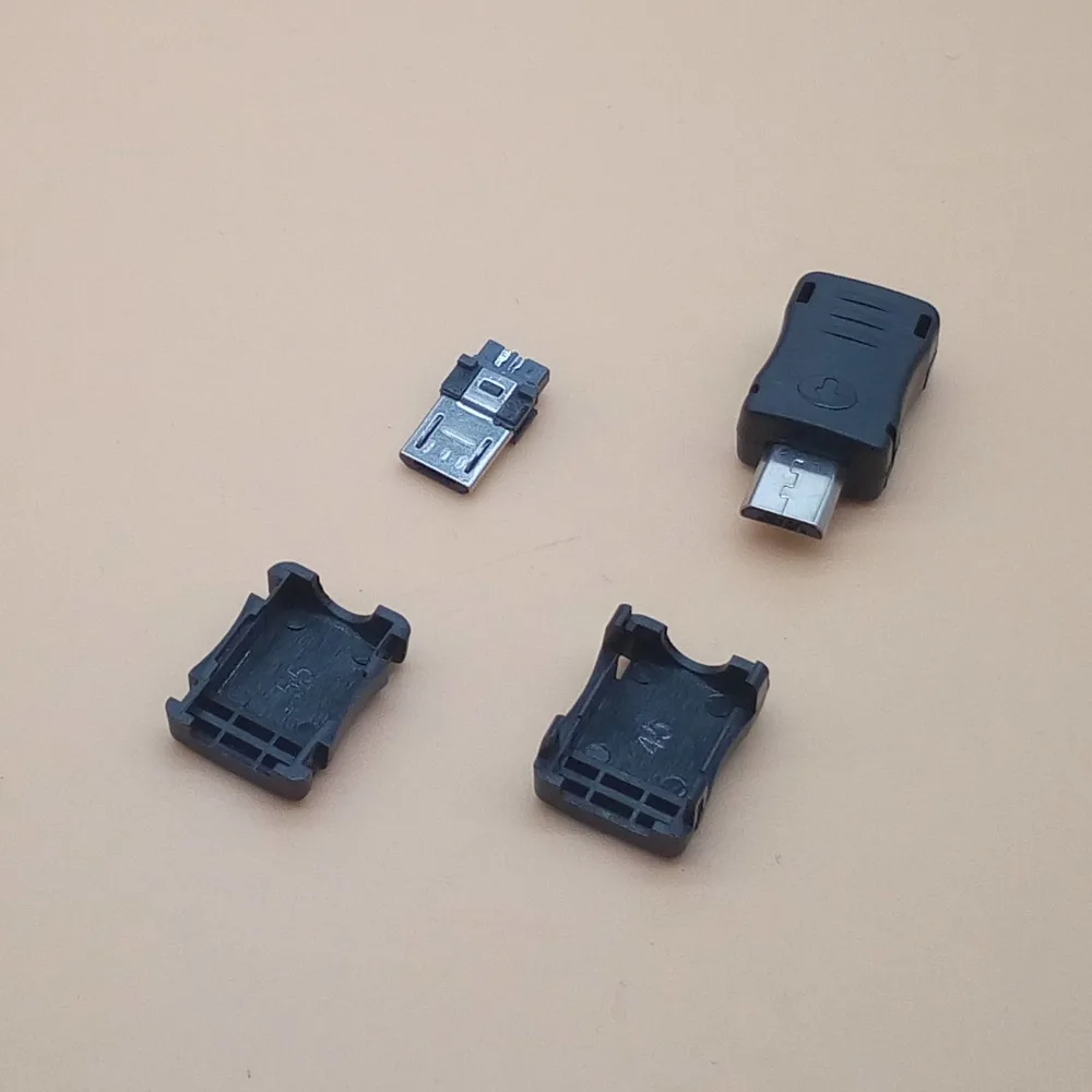 20 комплектов микро usb 5 контактный Т порт штекер соединитель черный пластиковый