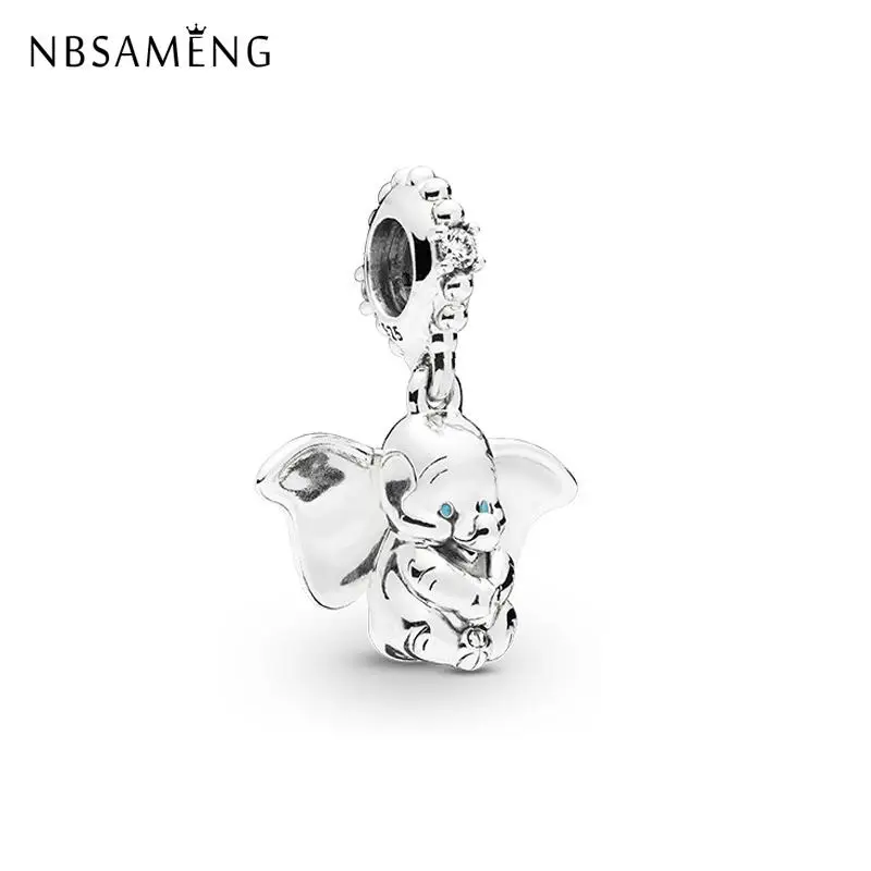 Стерлингового серебра 925 бусинка из ленты Dumbo Шарм CZ Висячие бусины Шарм Fit Pandora Браслеты и ювелирные женские браслеты