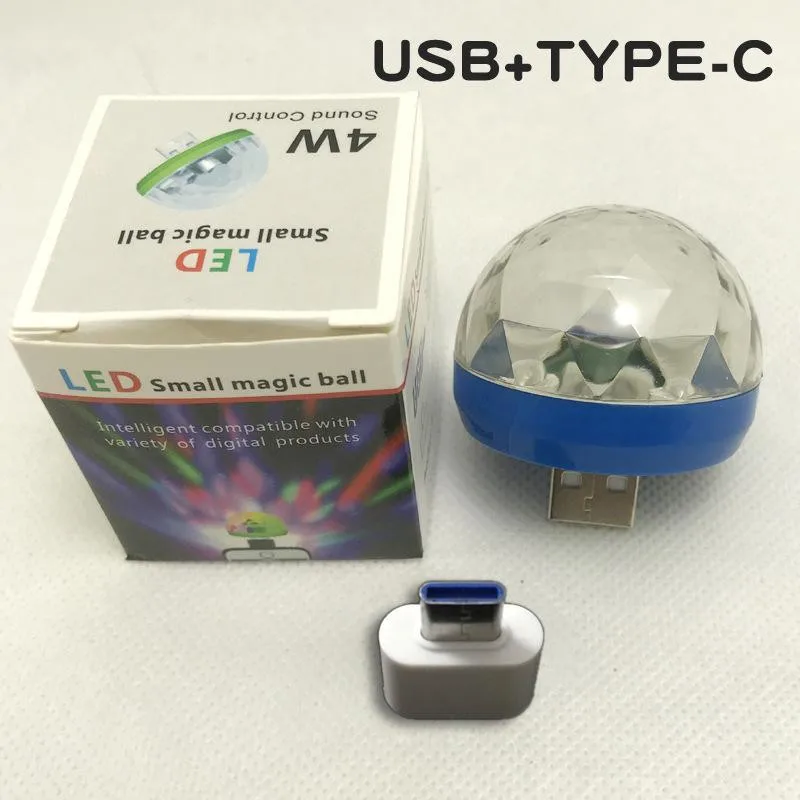 TYPE-C Горячий Рождественский проектор Мини Портативный светодиодный USB свет освещение для сцены Дискотека семья Реюньон волшебный шар свет вечерние клуб мобильный телефон - Цвет: TYPE-C