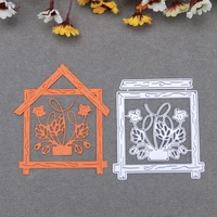 hollow flower wood square frame metal cutting dies for diy scrapbooking photo album paper cards decorative crafts embossing