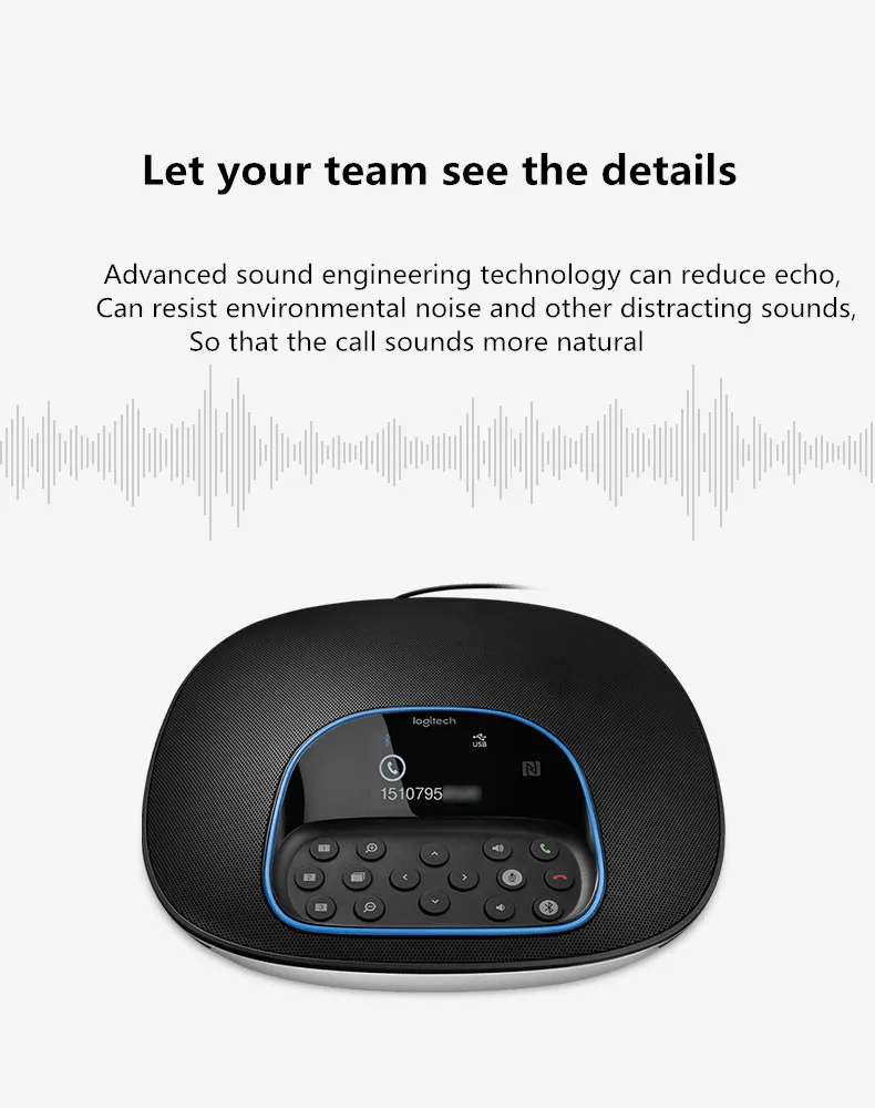 Комплект видеоконференций для группы logitech CC3500E с расширенными микрофонами, камерой HD 1080 p, спикерфоном
