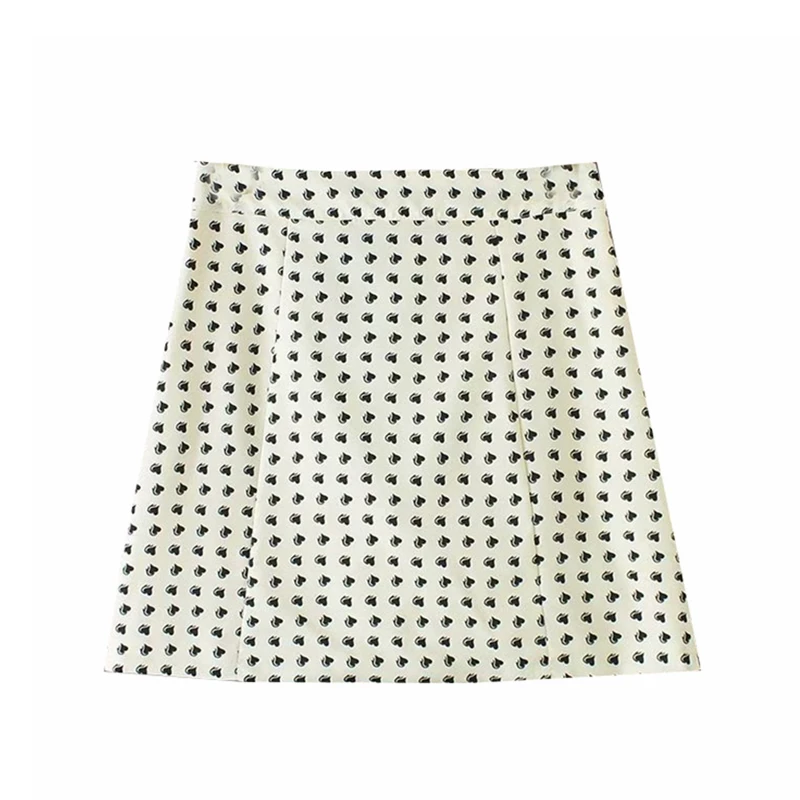 Женская уличная мини юбка в стиле бохо на пуговицах с принтом сердца Корейском