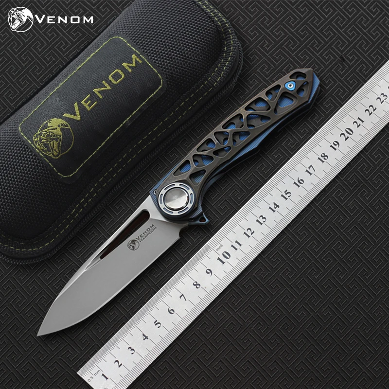Складной нож-гарпун VENOM M390, лезвие TC4/CF, ручка для кемпинга, охоты, выживания, карманные кухонные ножи, инструменты для повседневного использования
