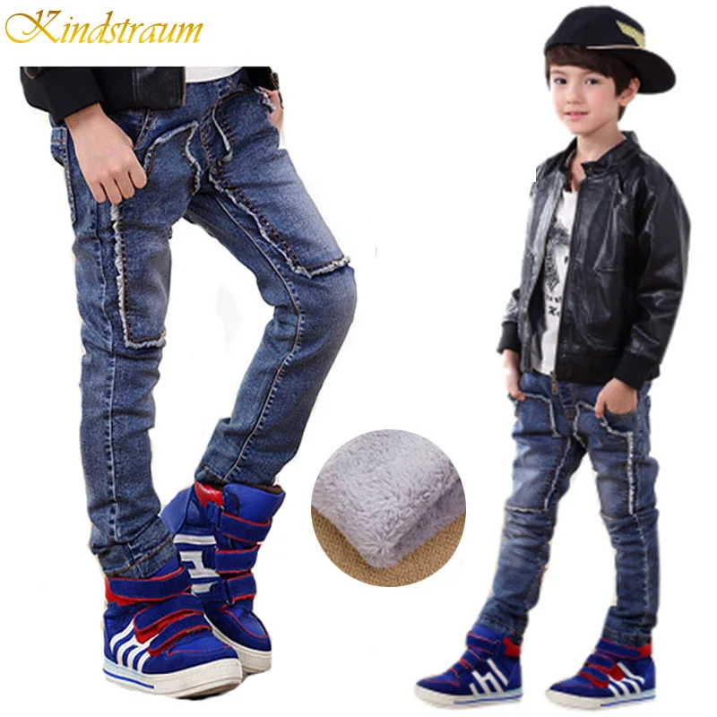 

Kindstraum Winter New Boys Jeans 4 Styles Kids Warm Denim Trousers Children Warm Thick Fleece Pants Boys Winter Wear, MC238