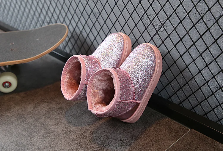 New Children's snow boots girls fur boots baby cotton shoes sequins soft boots girls Casual school boot