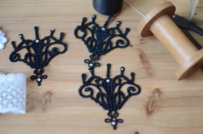 Черные алмазные кружевные аксессуары Водорастворимая Цветочная палочка D602