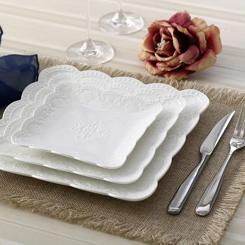 Элегантные гравировальные костяные тарелки в современном стиле набор фруктовых