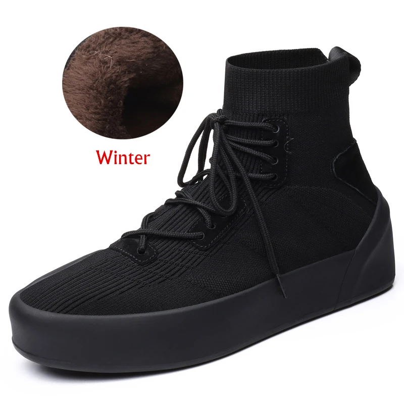 Winter Black Misalwa/мужские носки, 38-45, высокие, повседневные, тянущиеся, мужские, вулканизированные, зимние, весенние, на шнуровке, кроссовки на плоской подошве/2,5 см, увеличивающие рост - Цвет: Winter Black