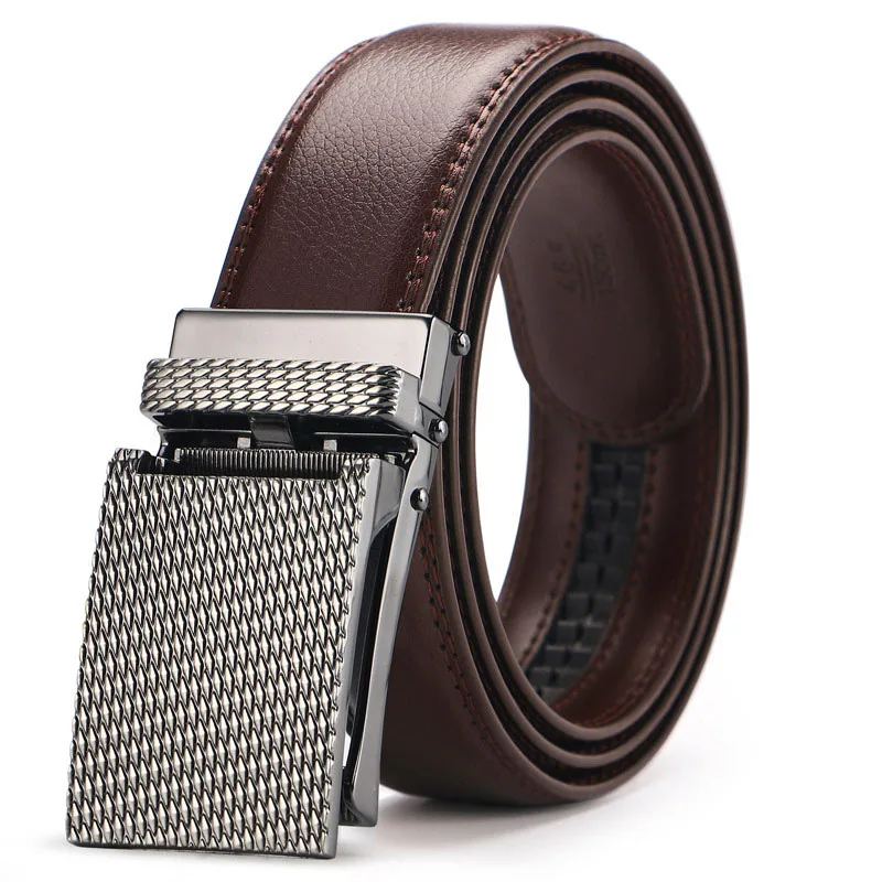 Gun-Black Brown 3 CETIRI мужской ремень с храповым механизмом, ремень из натуральной кожи для мужчин, ремень для джинсов, автоматическая раздвижная пряжка, черные коричневые ремни cin - Цвет: Gun-Black Brown 3