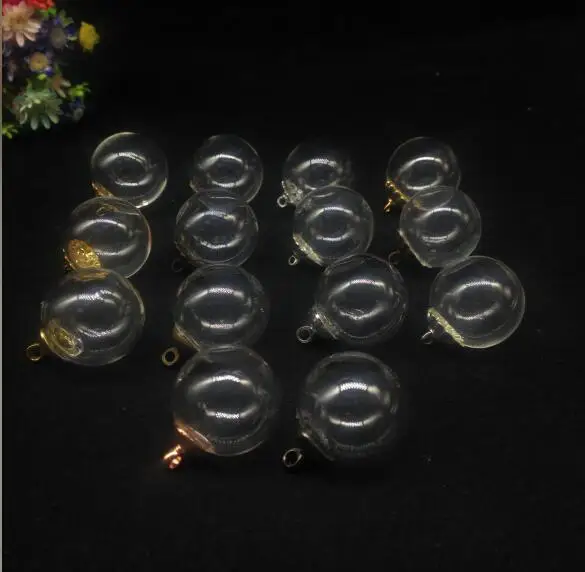 

50pcs 18mm Mini glass Orb globe bubble 8mm cap set DIY Glass vial pendant necklace glass bottle dome cover jras necklace charms