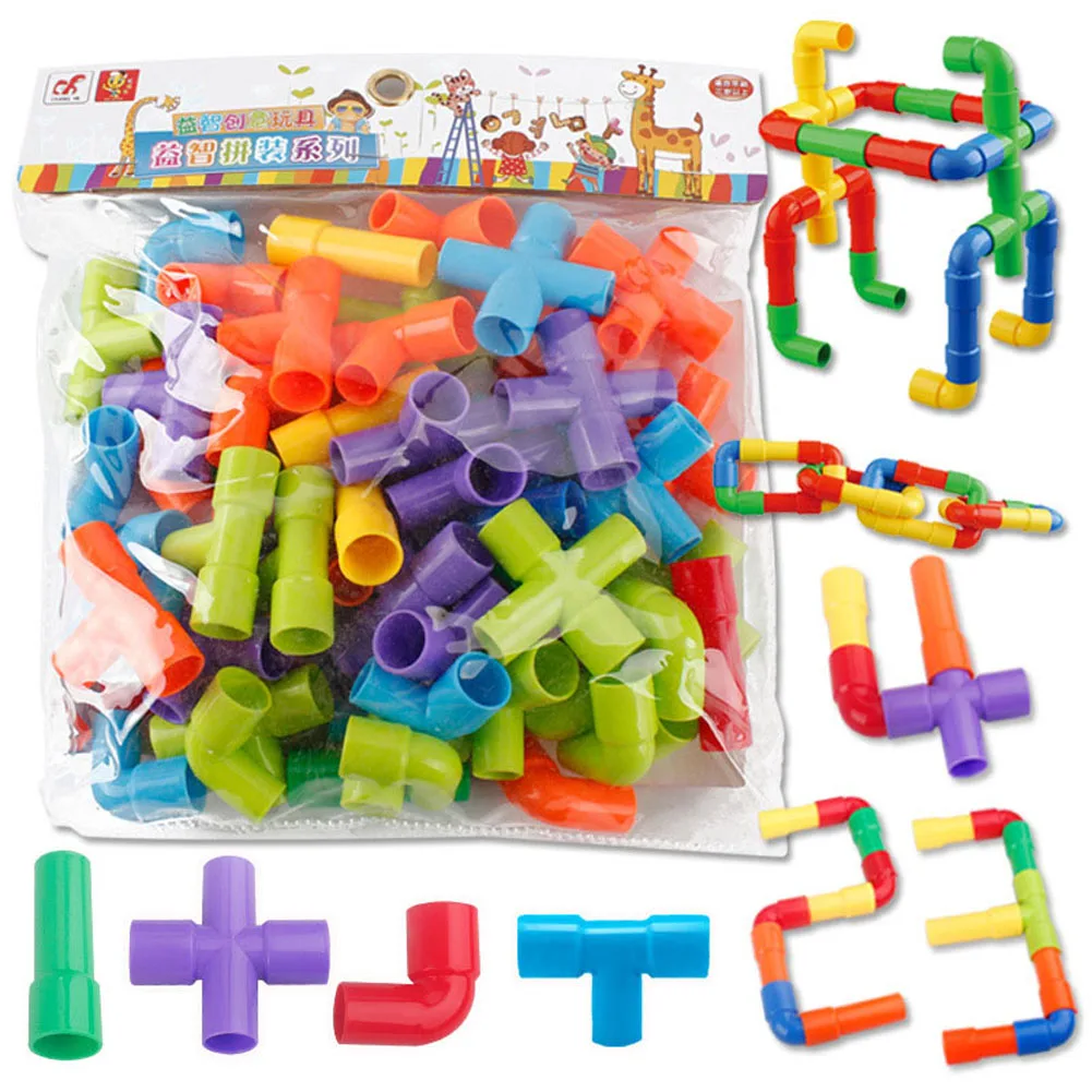 Красочные детские строительные блоки для сборки водопроводной трубы своими