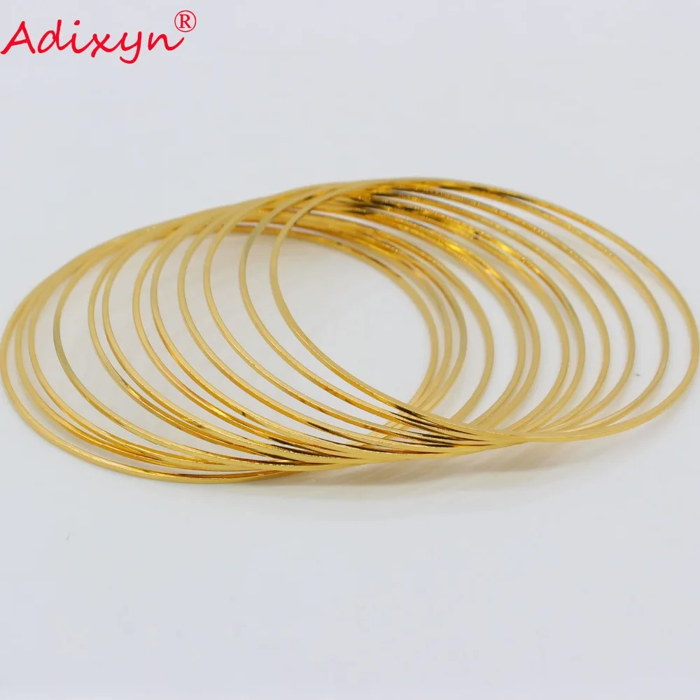 

Adixyn Total 12PCS Dubai Fine Bangle for Women/Girls Gold Color Jewelry Ethiopian African Bracelet Arab Gifts N072404